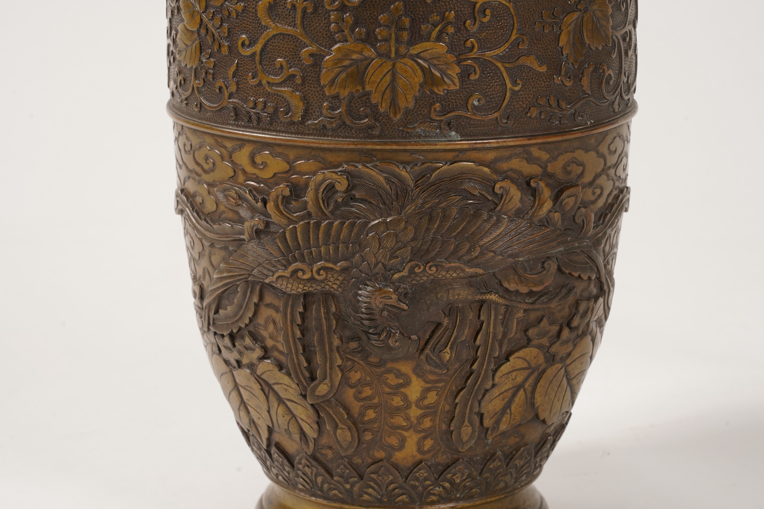 A Japanese bronze vase, late 19th century